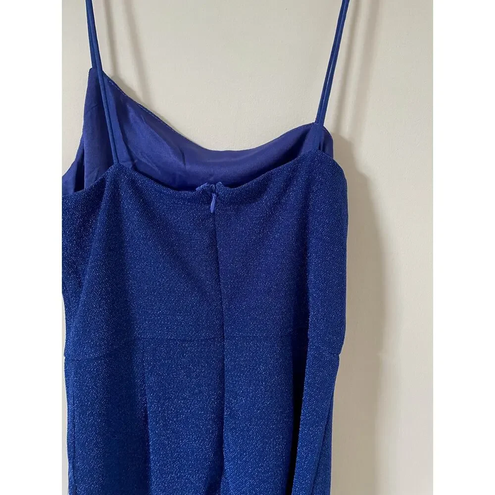 Lulus Cobalt Blue Sparkly Formal Asymmetrical Bodycon Mini Dress Size Medium NEW